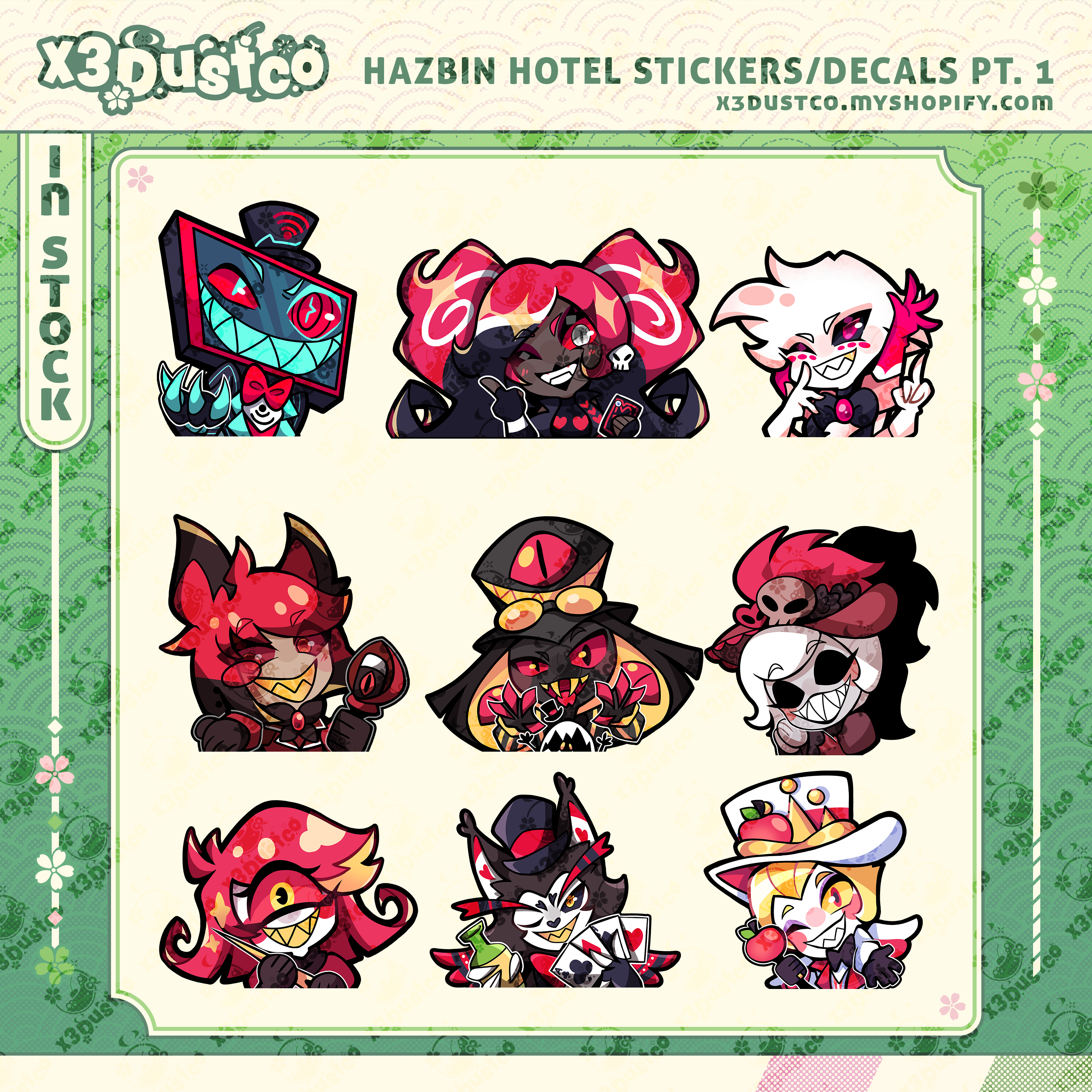 LAST RUN Hazbin Hotel Stickers/Decals - Vox/Velvette/Angel Dust/Alastor/Sir Pentious/Rosie/Niffty/Husk/Lucifer