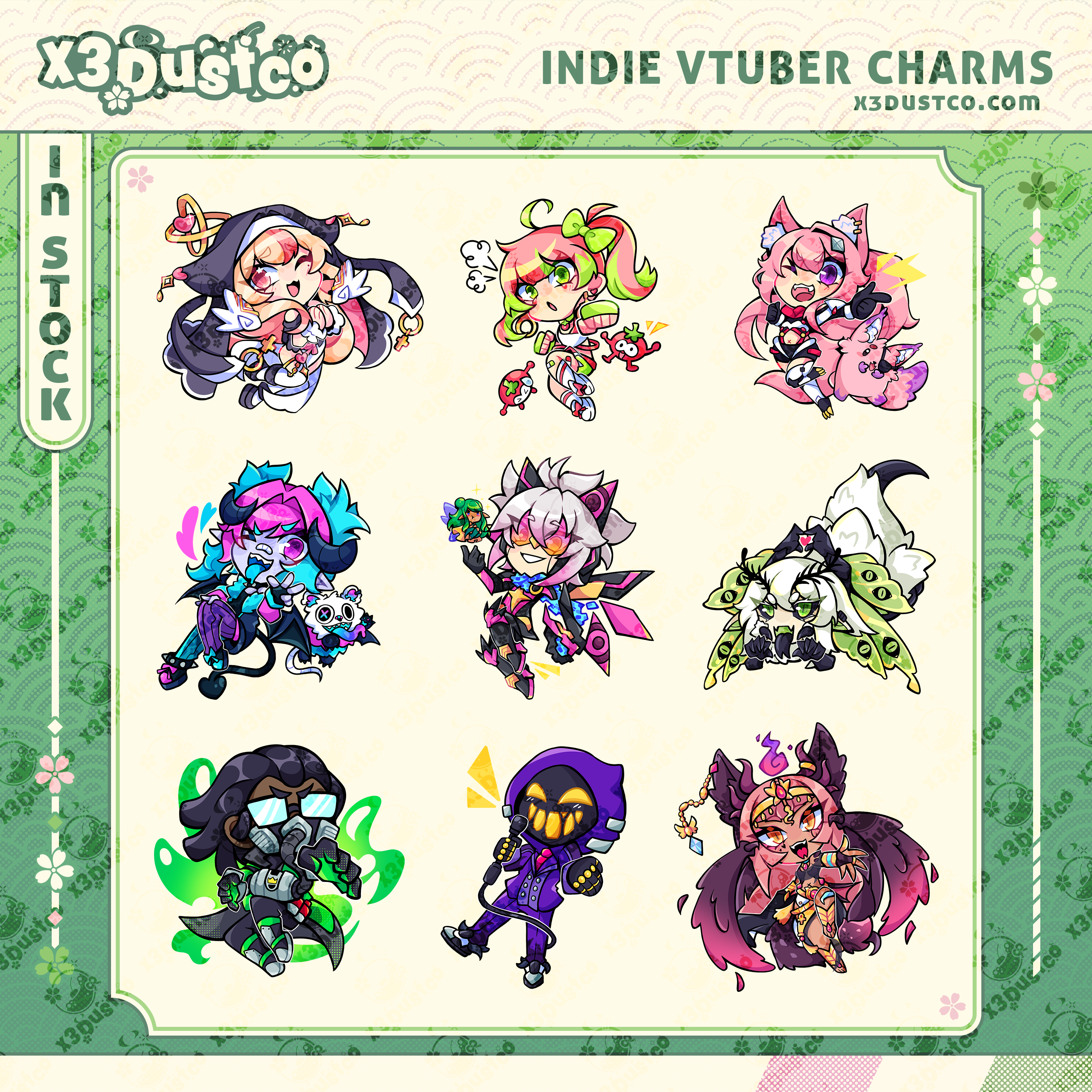 2.5in Indie Vtuber Keychain Charms 3 - Suko/Toma/Meicha/Fream/CyYu/Juniper/HeavenlyFather/Kabhaal/Trickywi