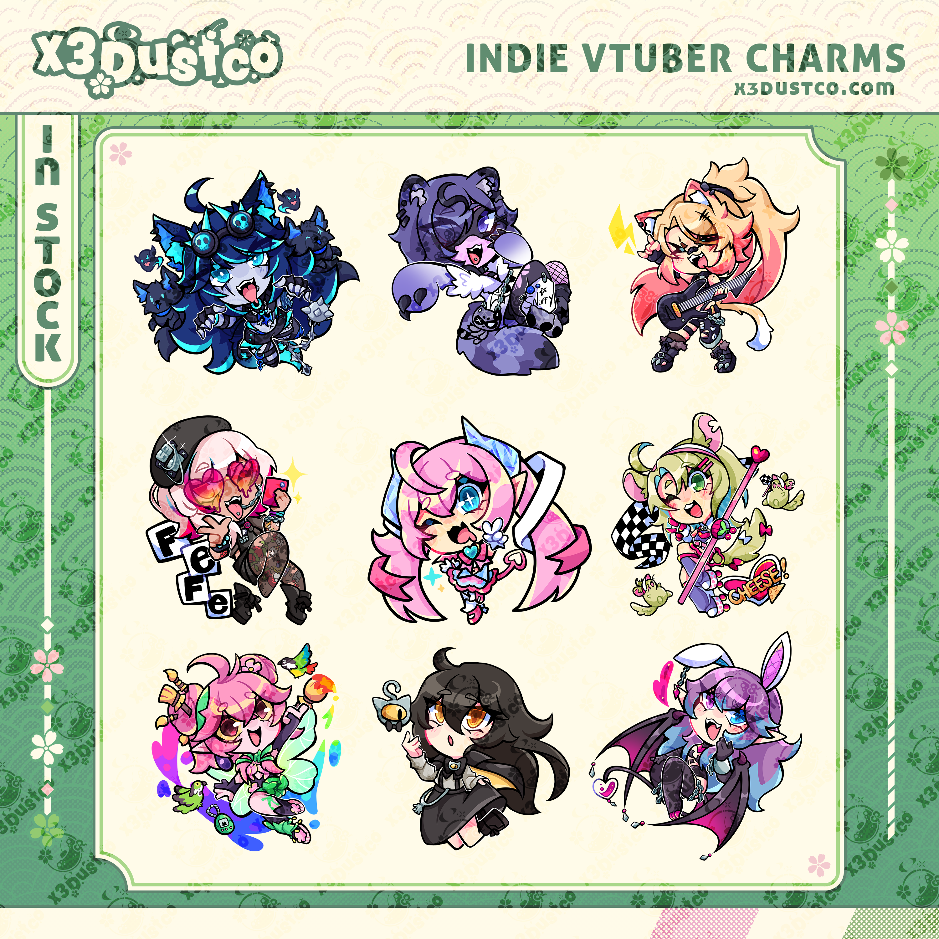 2.5in Indie Vtuber Keychain Charms 4 - Spite/Snuffy/KatieKat/Fefe/Chibidoki/Froggy/Grimmi/Ashton Marten/CottontailVA