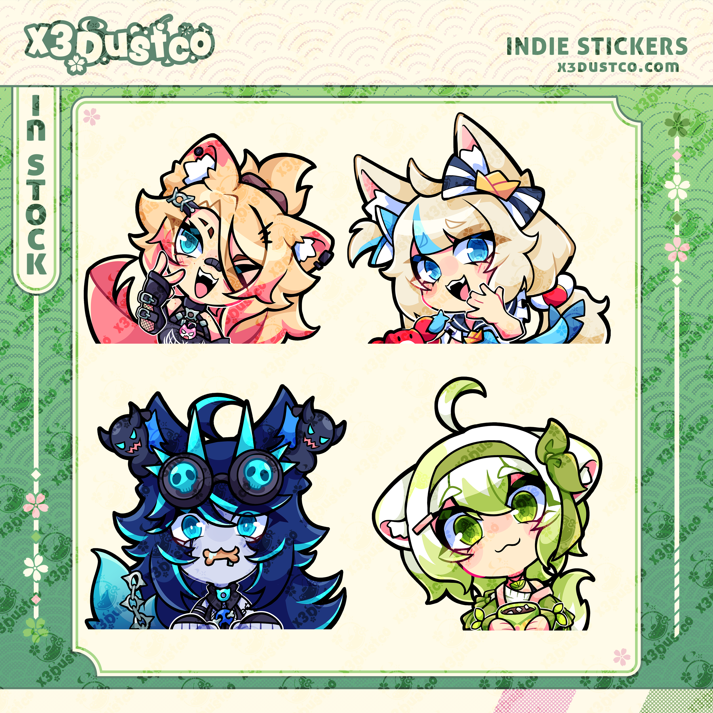 Indie Vtuber Stickers/Decals - OBKatieKat/Laimu/Saba/Spite
