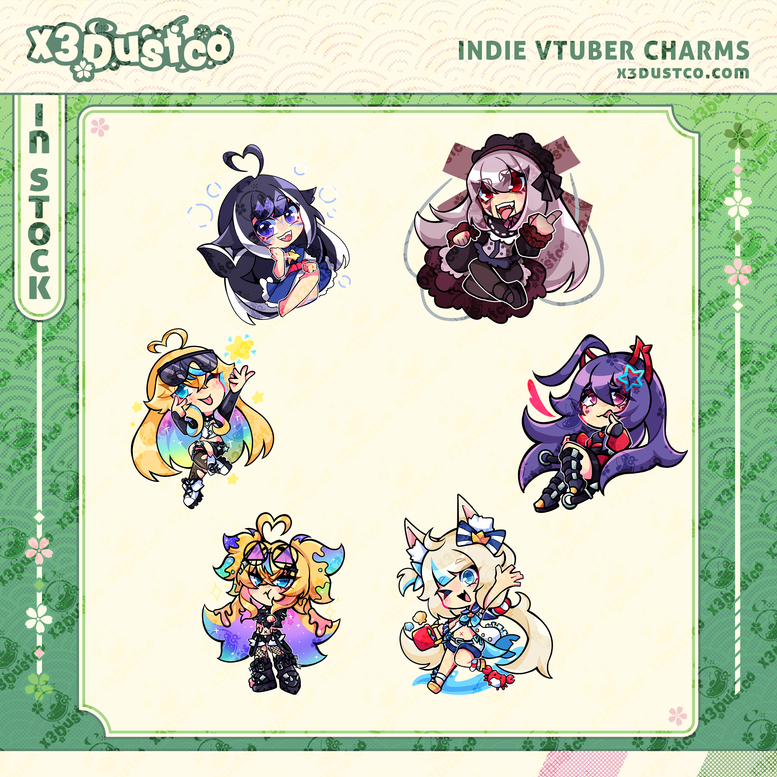 2.5in Indie Vtuber Keychain Charms - Shylily/Arielle/Porcelain Maid/Saba/Numi