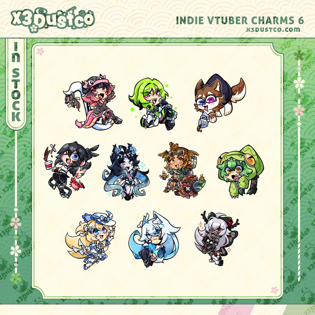 2.5in Indie Vtuber Keychain Charms 6 - Fufu/Fraiki/Lucia/Auteru/August Anomaly/Papa Mutt/Kloe Croc/Starlight Daryl/MysticLight/Fenari