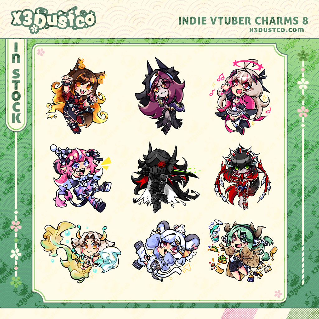 2.5in Indie Vtuber Keychain Charms 8 - Yuzu/Nemimi/Giwi/Emiliya/Crelly/Camila/Noro/Layna/Sinder