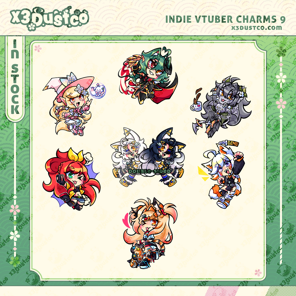 Indie Vtuber Charms 9 - Jax/Ekkomori/GirlDM/Elly/Dejavudea/Ebiko/Demenishki