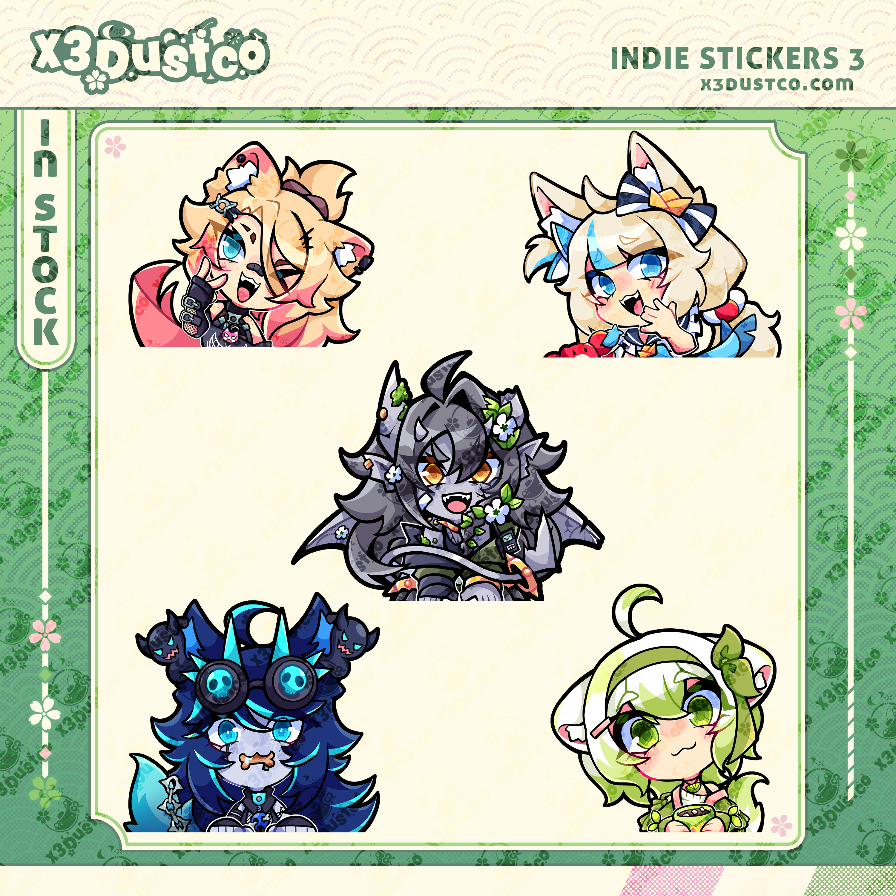 Indie Vtuber Stickers/Decals - OBKatieKat/Laimu/Saba/Spite/Jax
