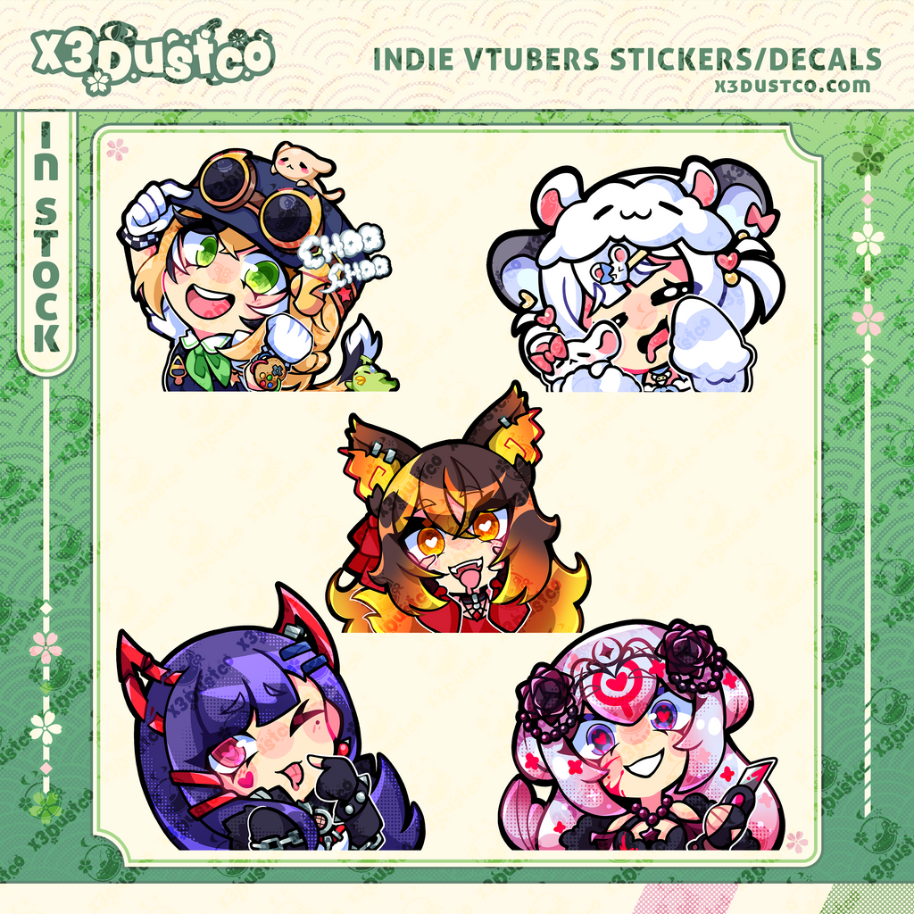 Indie Vtubers Stickers/Decals - Nemimi/Dooby/Numi/Bao/Sinder