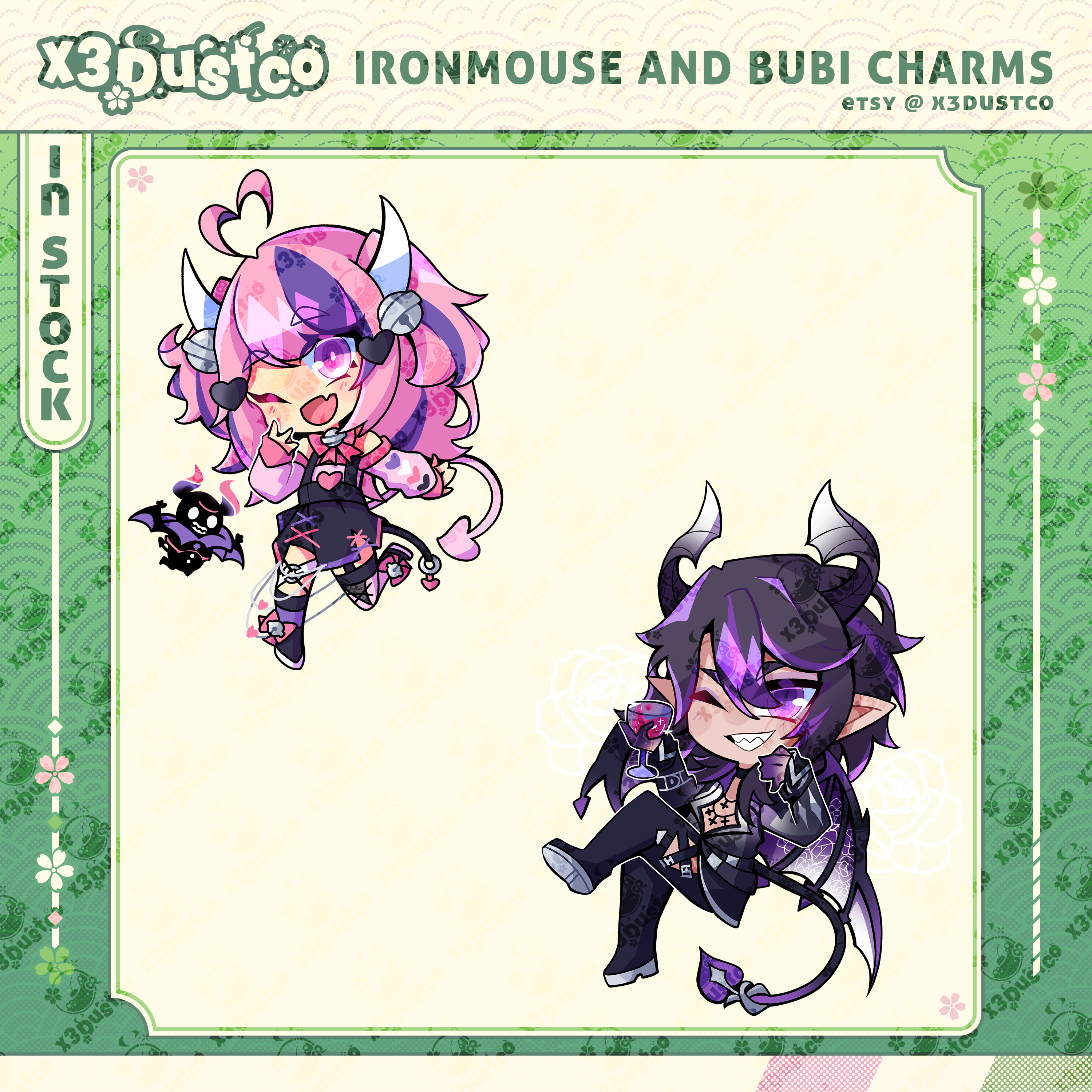 2.5in Ironmouse and Bubi Keychain Charms