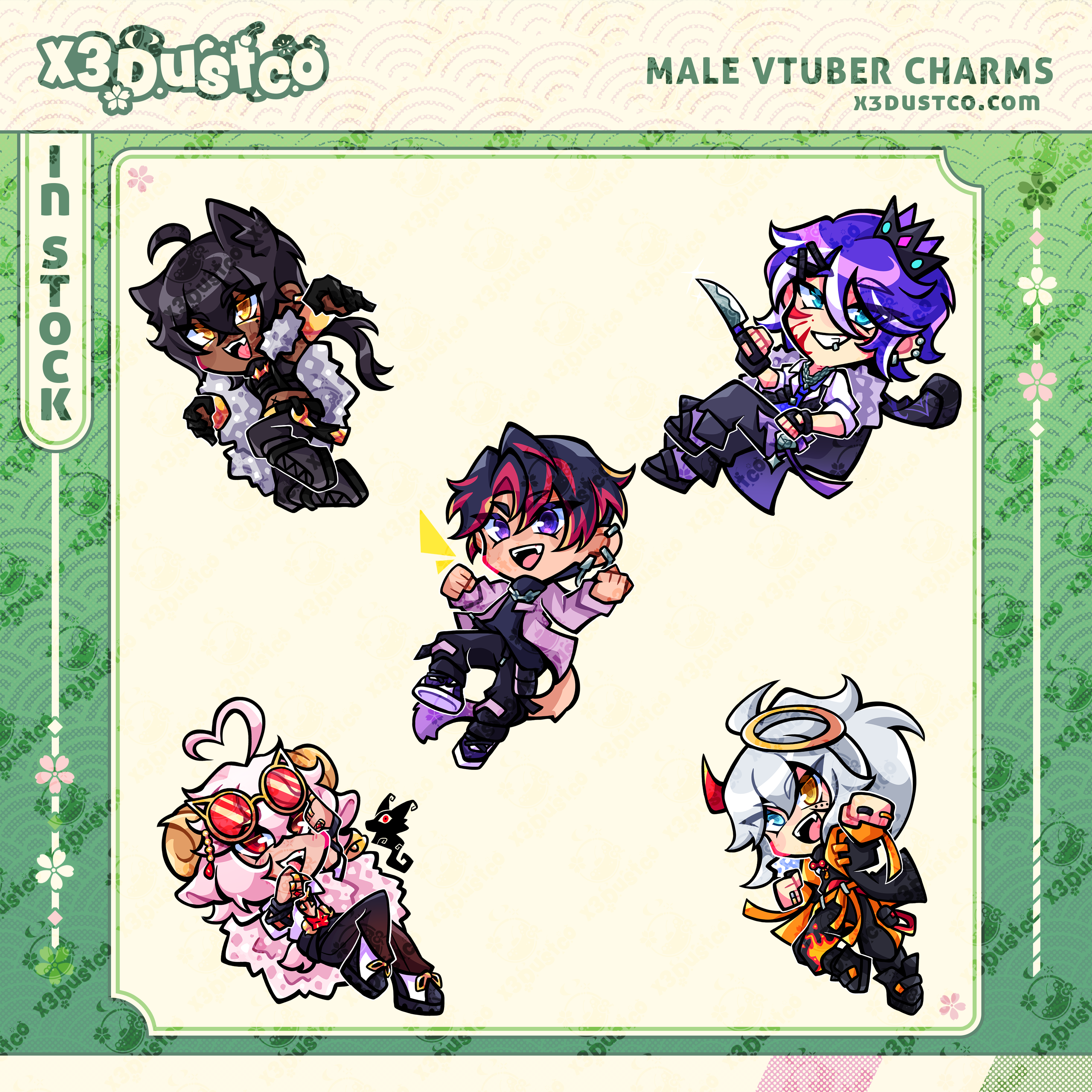 2.5in Male Indie Vtubers Acrylic Keychain Charms