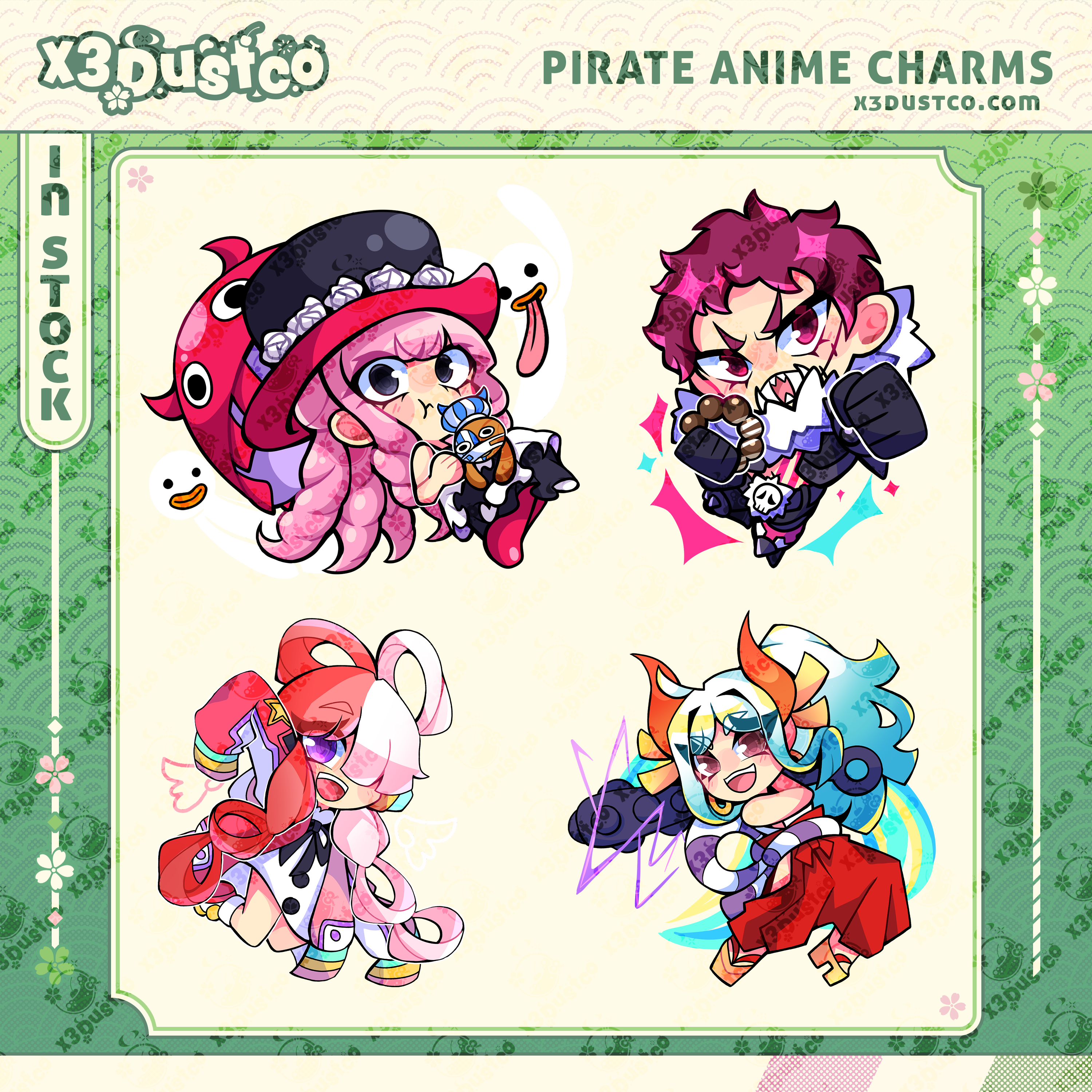 2.5in Pirate Anime Keychain Charm Yamato/Uta/Katakuri