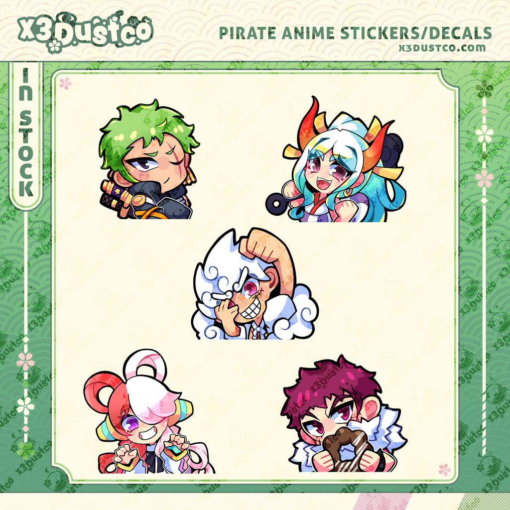 Pirate Anime Stickers/Decals - Luffy/Zoro/Yamato/Uta/Katakuri