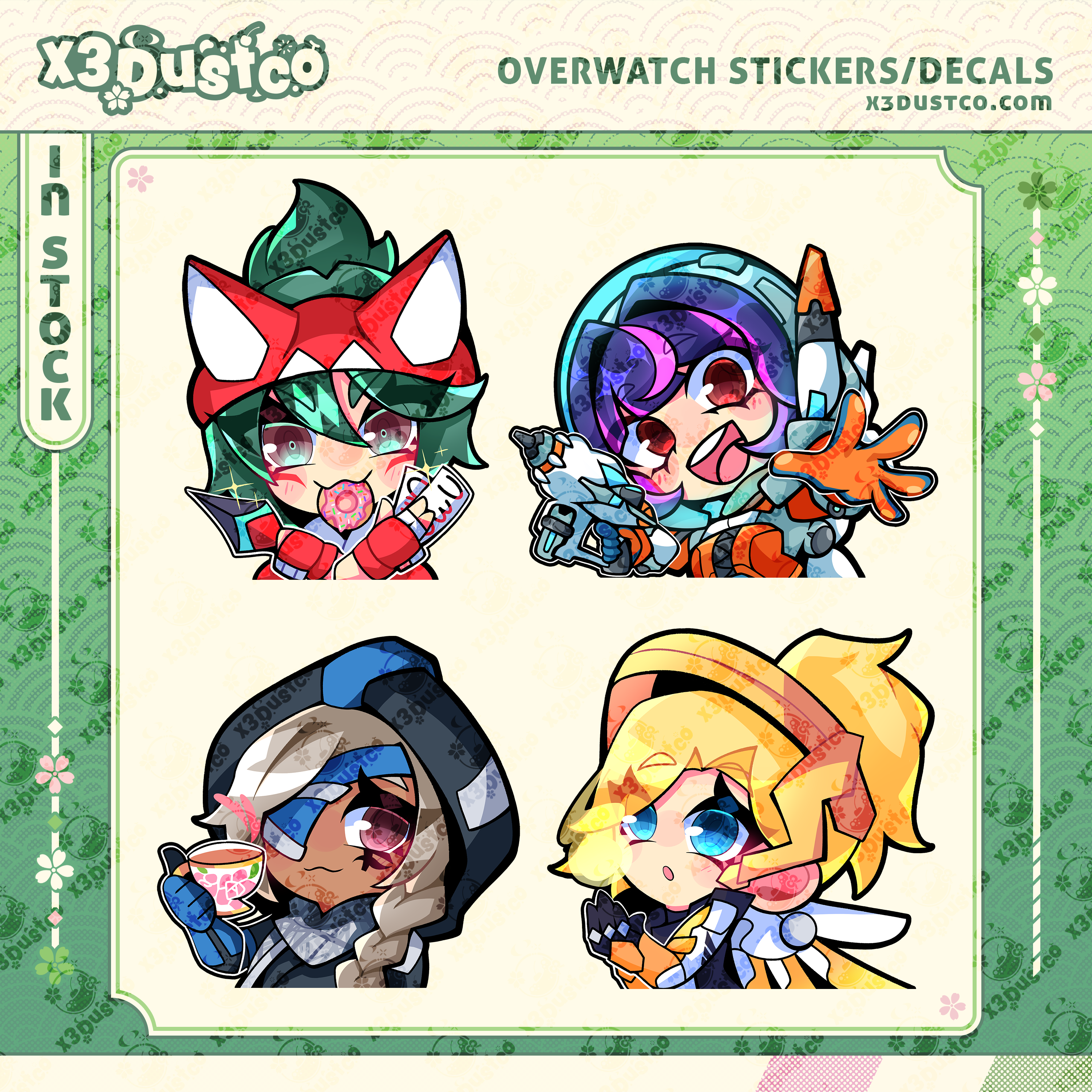 Overwatch Stickers/Decals - Kiriko/Juno/Ana/Mercy