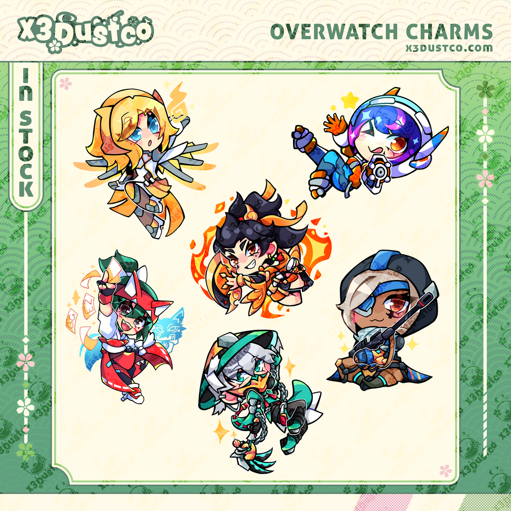 2.5in Overwatch Kiriko/Mercy/Juno/Ana/Anran/Mizuki Keychain Charms