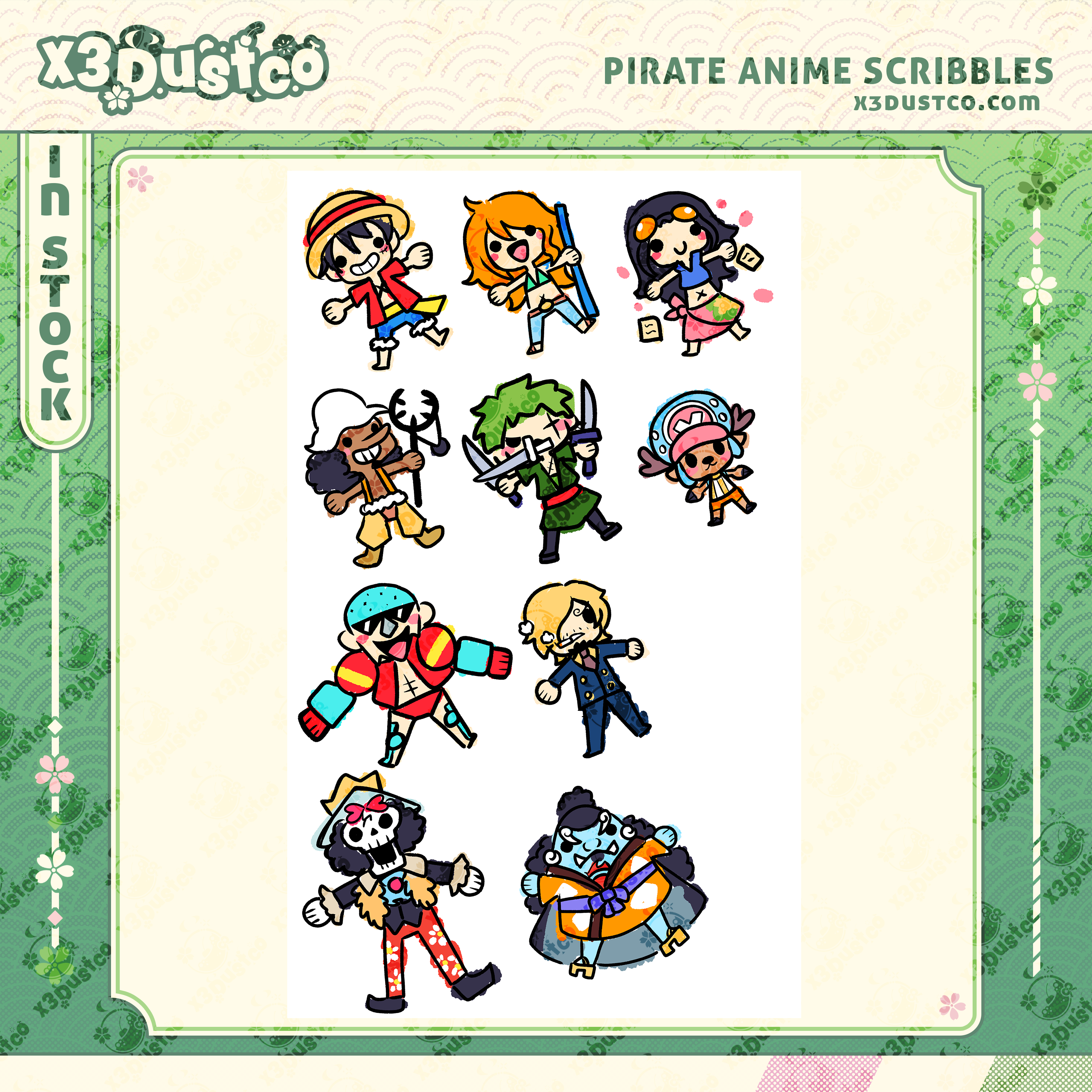 Pirate Anime Scribble Stickers