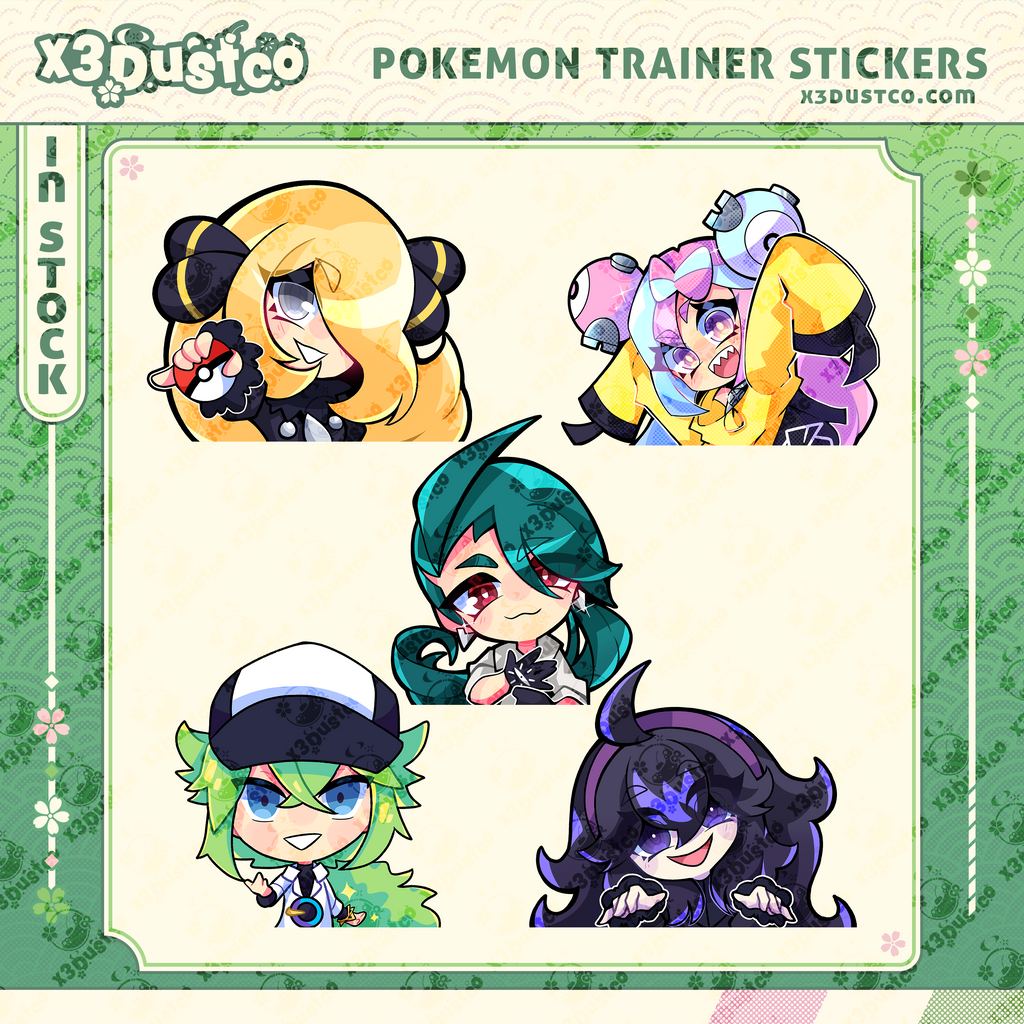 Pokemon Trainer Stickers/Decals - Cynthia/Iono/Rika/N/Hex Maniac