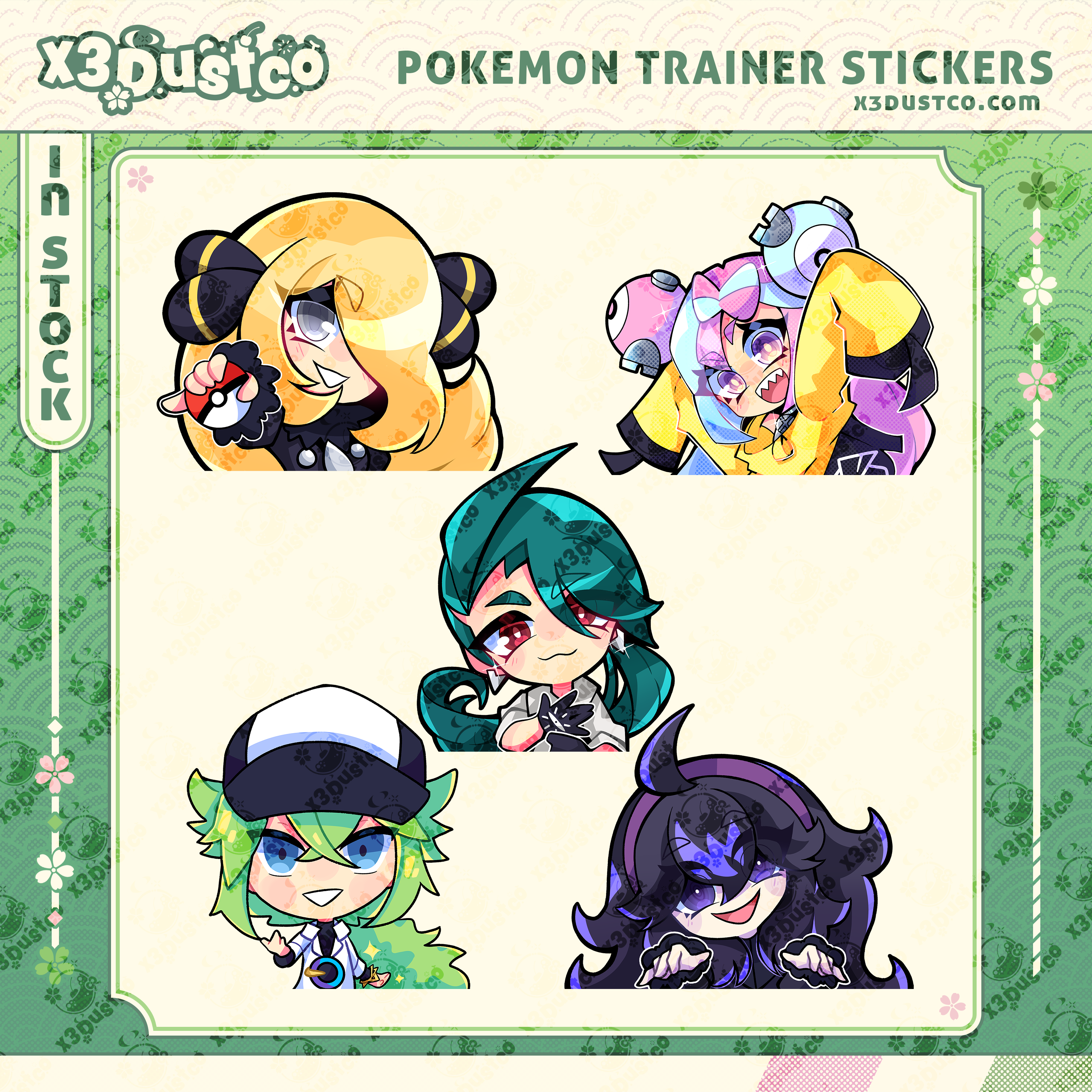 Pokemon Trainer Stickers/Decals - Cynthia/Iono/Rika/N/Hex Maniac