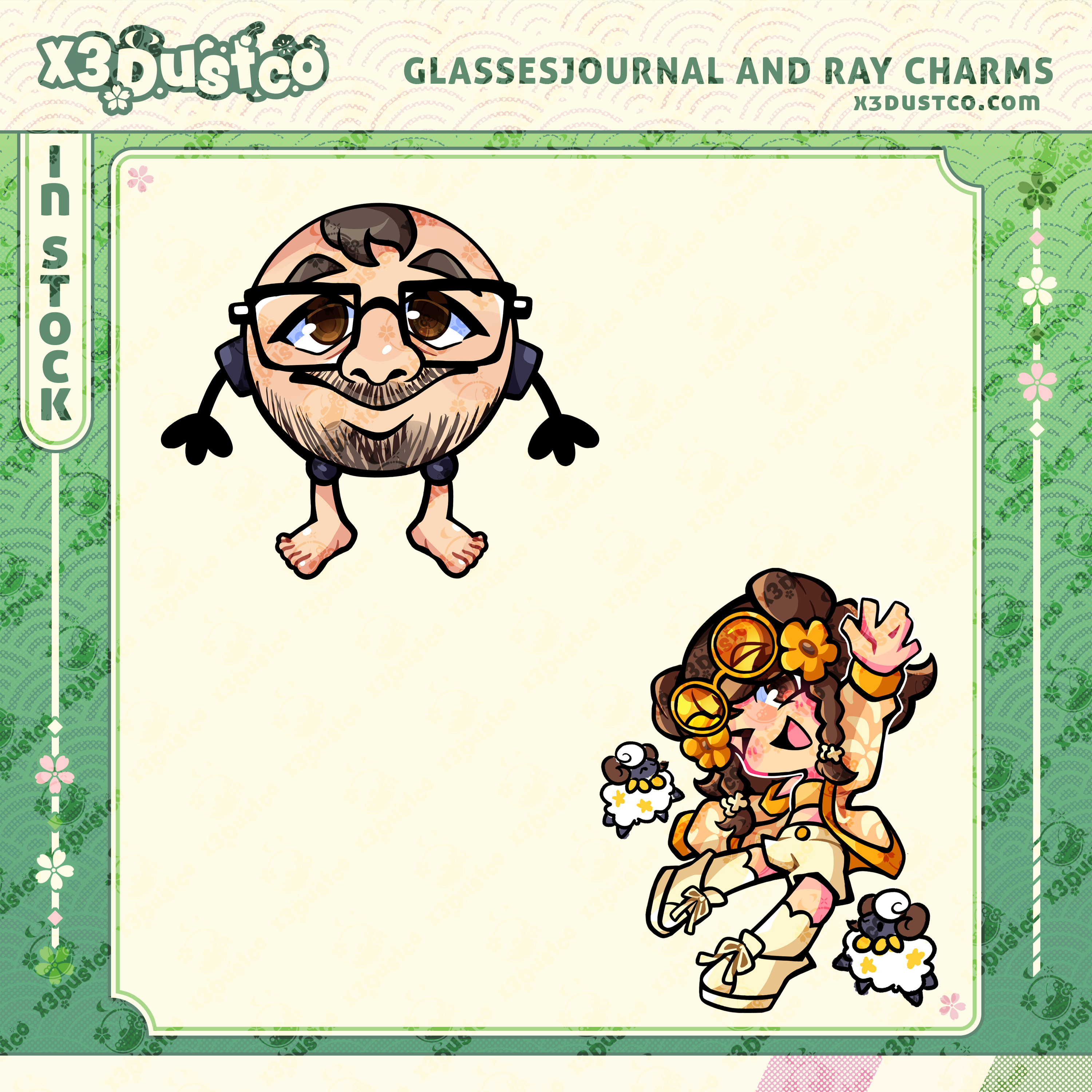 2.5in Glassesjournal and Ray Acrylic Keychain Charms