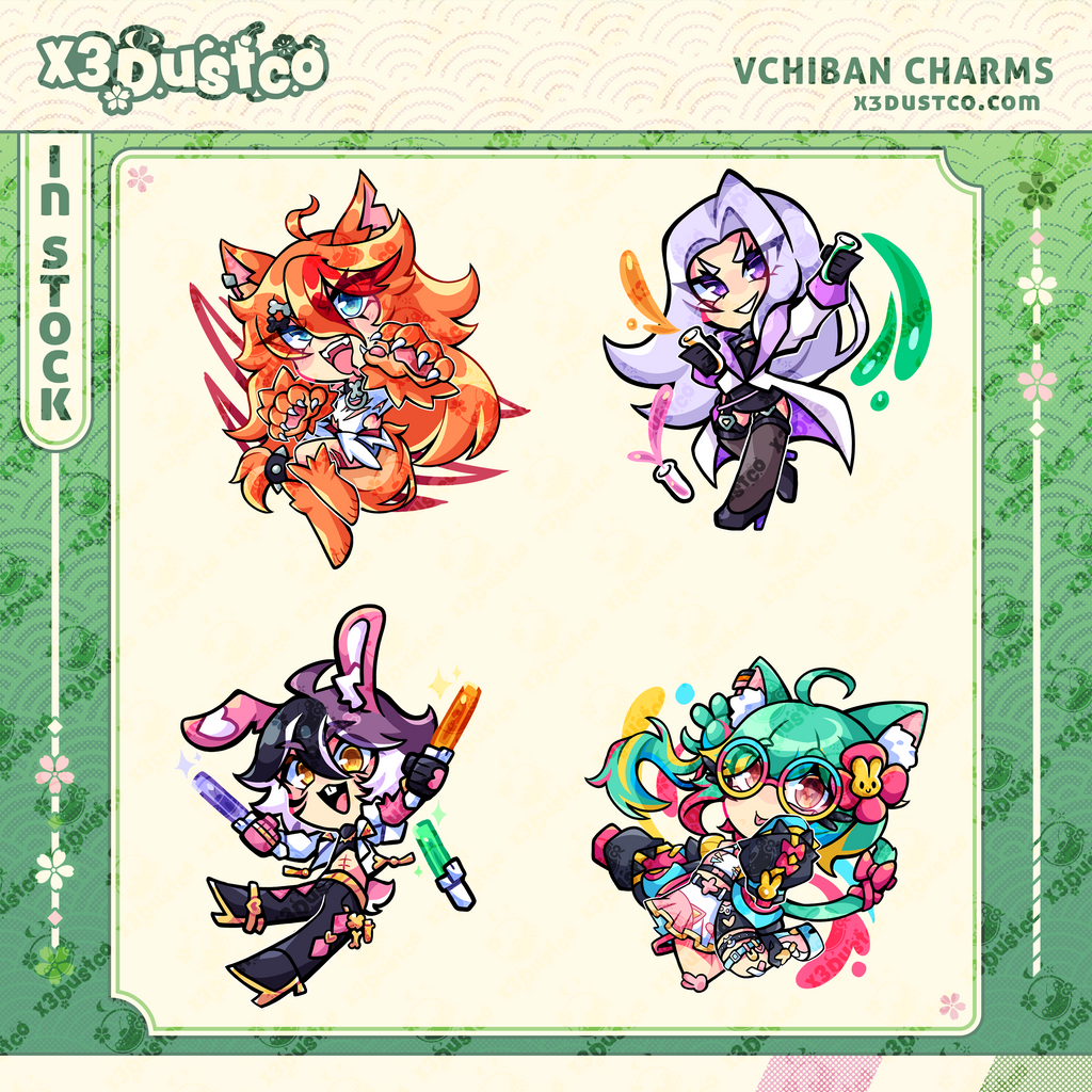 2.5in Vchiban Keychain Charms Buffpup/Rosedoodle/AICANDII/Shiabun