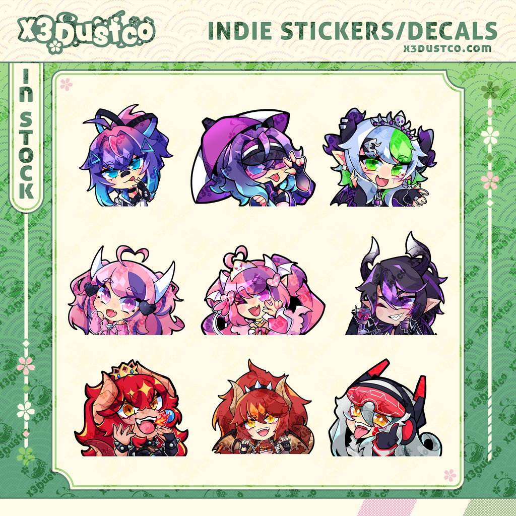 Vtuber Stickers/Decals - Projekt Melody/Froot/Ironmouse/Bubi/Zentreya