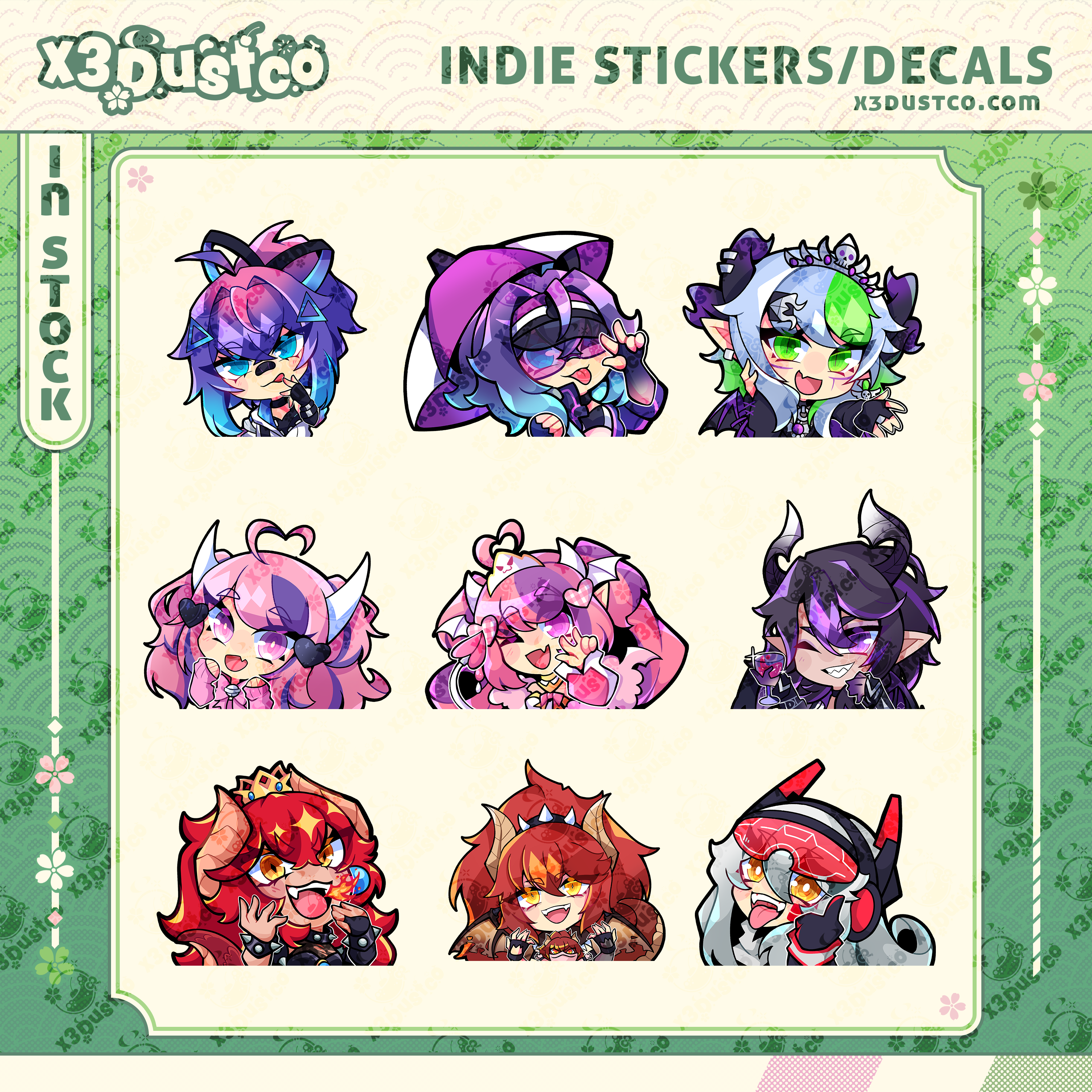 Vtuber Stickers/Decals - Projekt Melody/Froot/Ironmouse/Bubi/Zentreya