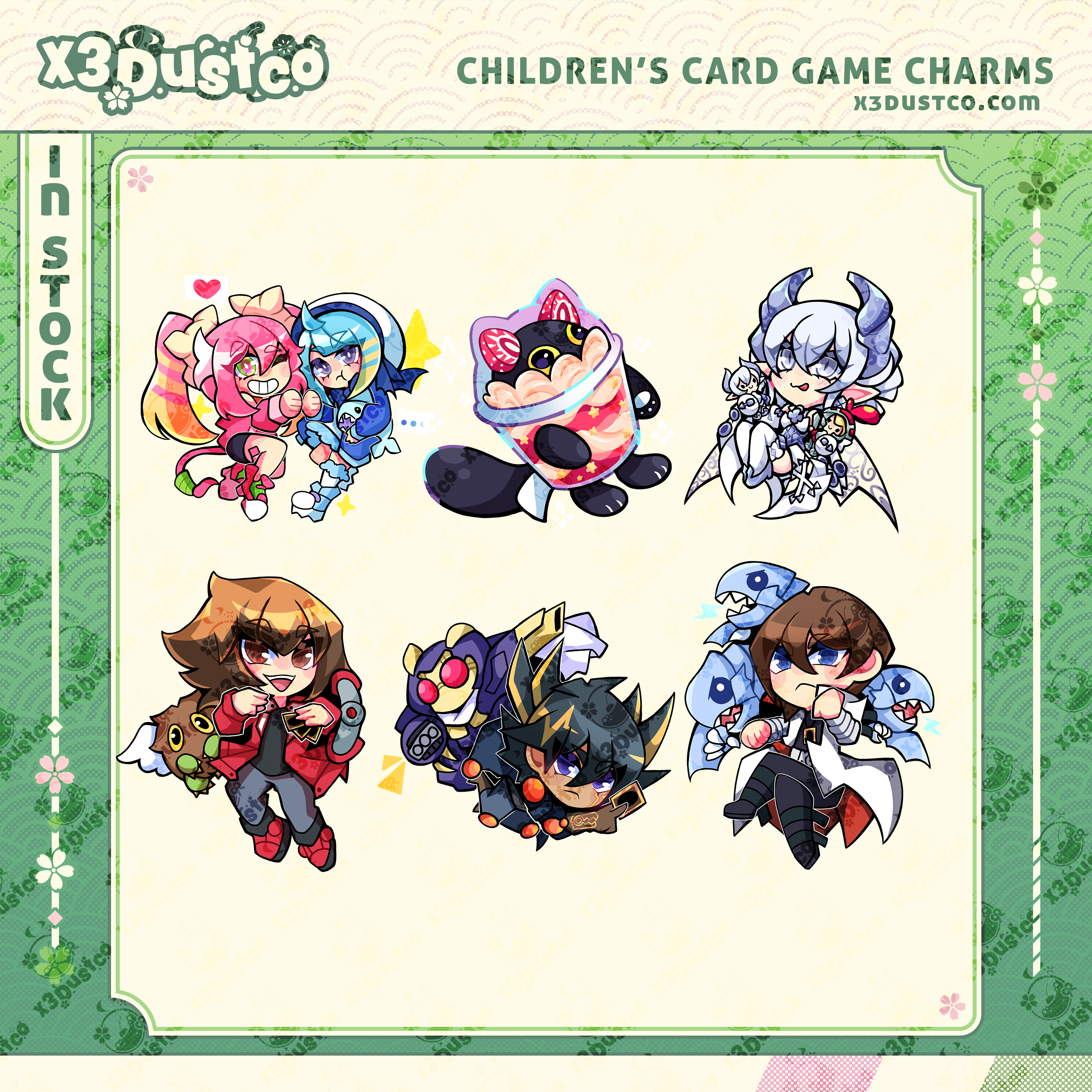 2.5in Card Game Keychain Charms - Kaiba/Jaden/Yusei/Live Twins/Yummy Cupsie/Labyrinth